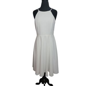 Lulus fit flare white halter neck dress size large